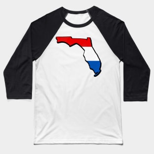 Red, White, and Blue Florida Outline Baseball T-Shirt